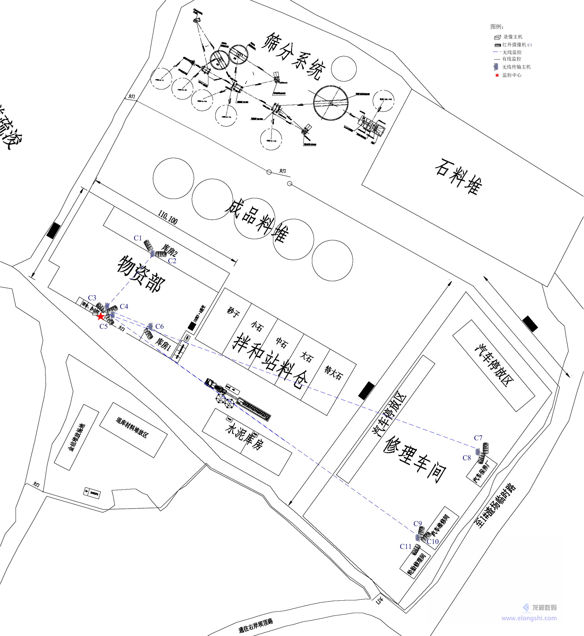 施工工地無線視頻監控系統案例，現場監控點布局2