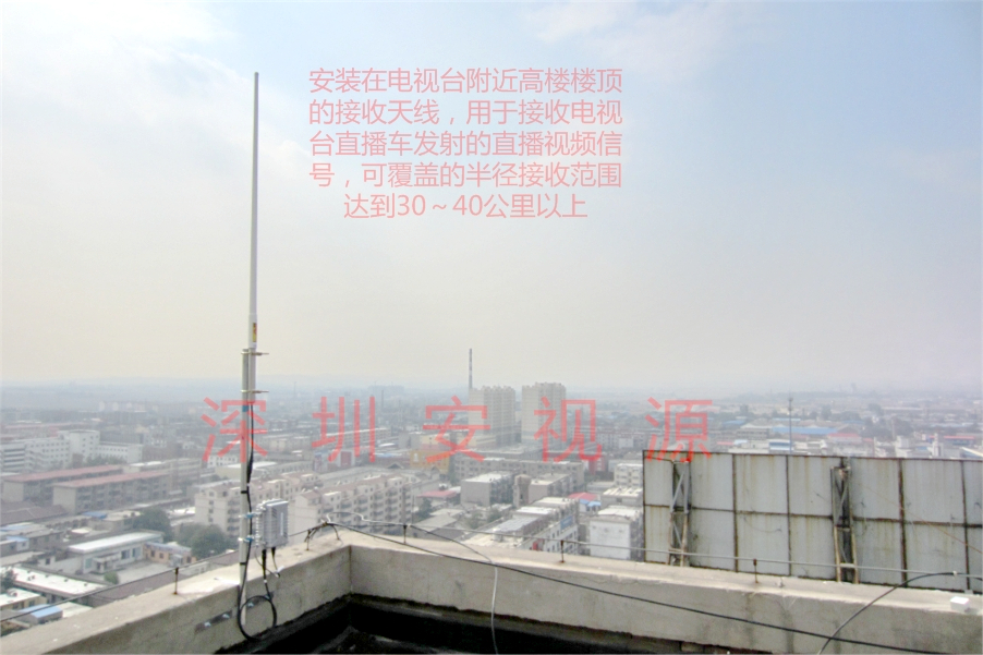 車載應急通訊直播視頻傳輸系統,電視臺直播接收的天線部分設備，安裝于制高點接收現場發射的直播節目信號